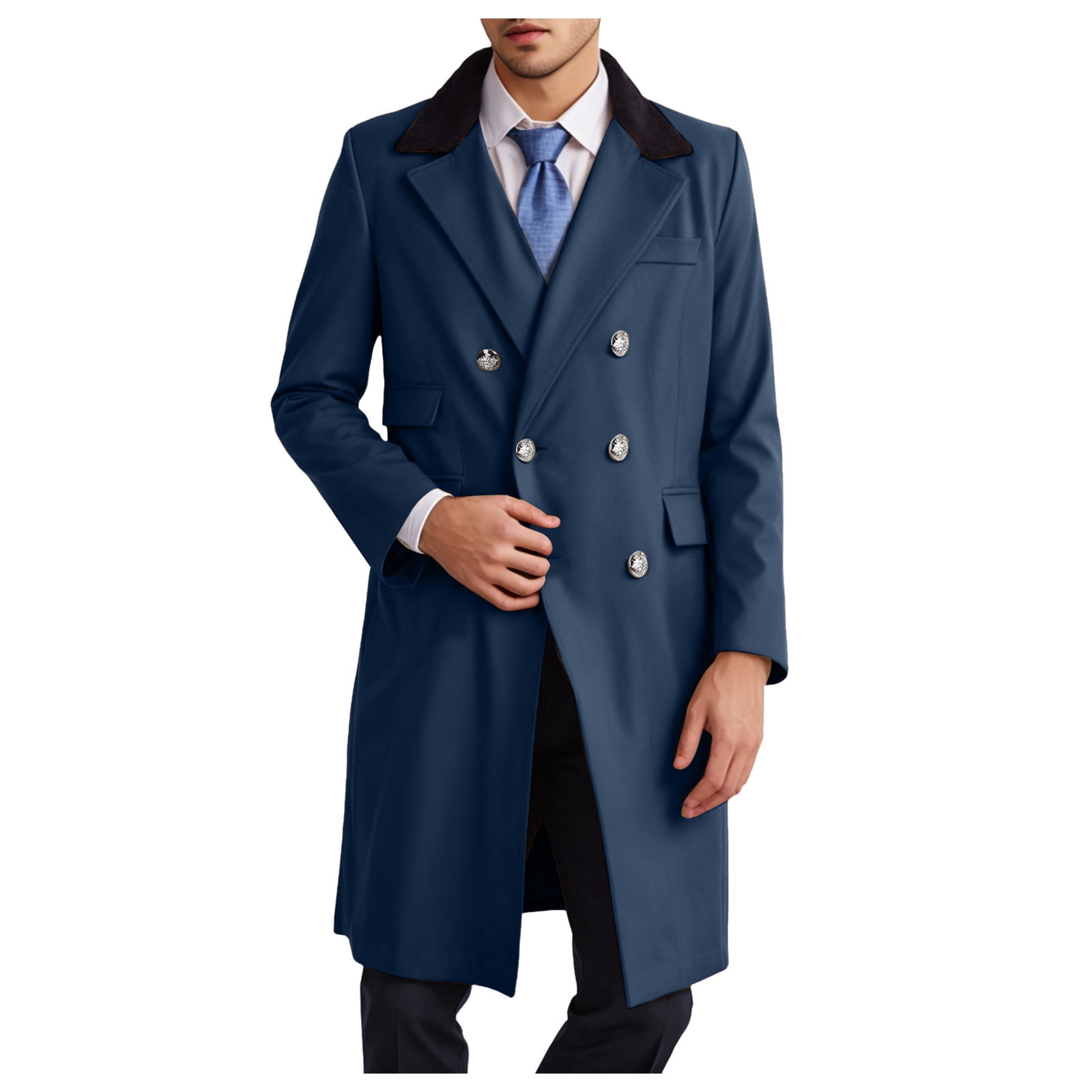 Chamarras Para Hombre Chouyatou Men's Wool Blend Pea Coat
