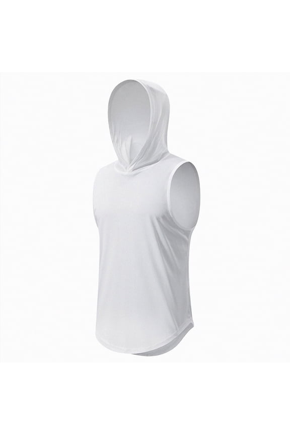 Men's Gym Workout Tank Tops Men Muscle Tee Stringer Sleeveless T-Shirts Casual Wear(White,M)