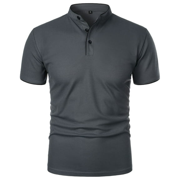 Ccpelsie Men's Short Sleeve Cotton Polo Shirt in Classic Fit(Dark Gray,XL)