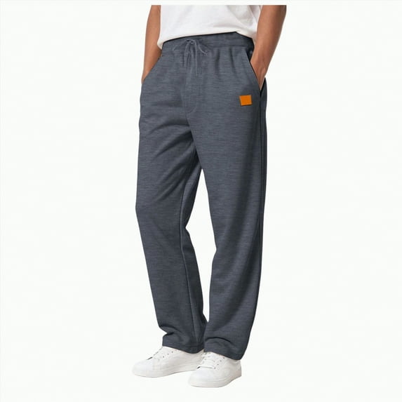 Ccpelsie Men's Spring Sweatpants Open Bottom Baggy Sweat Pants for Mens Straight Leg Gym Cargo Sweats Lounge Pants with Pockets(Dark Gray,L)