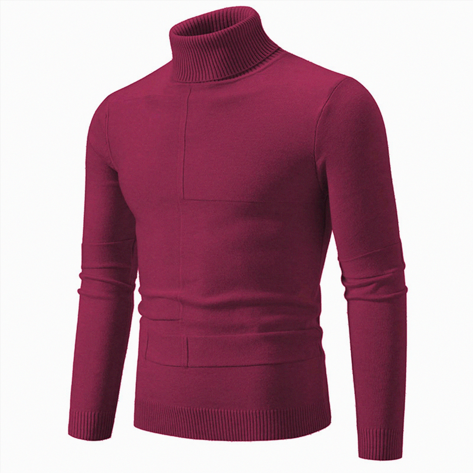 Ccpelsie Men's Turtleneck solid color Sweaters Knitted Pullover Long ...