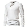 thumbnail image 1 of Ccpelsie Men's Waffle Henley Shirts Long Sleeve T-Shirt Stylish Casual 5 Buton Placket Slim Fit Tee Thermal Underwear(White,XXL）, 1 of 4
