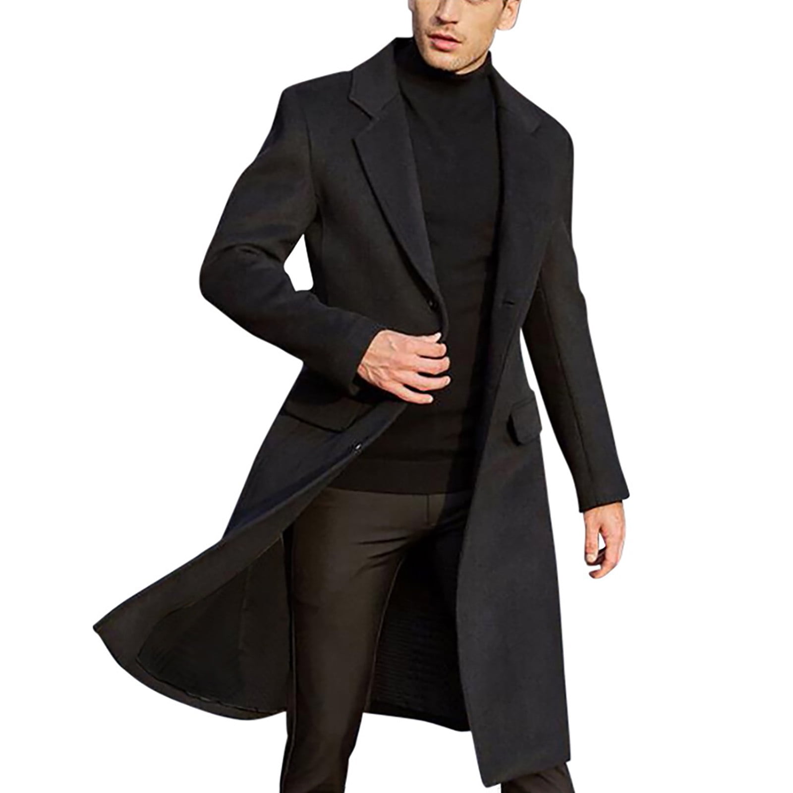 Warm Luxury Black Pea Coat for Men main image 1