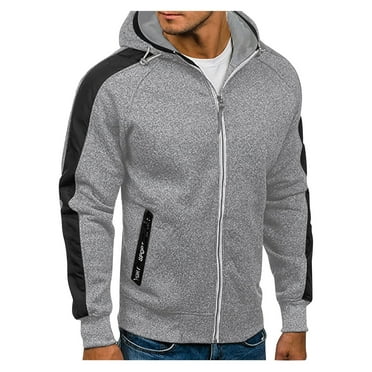 Ccpelsie Men's Zip up Hoodies Casual up Hoodies Lightweight Full-Zipper Long Sleeve Coat Drawsting Hooded Sweatshirts(Grey,L）