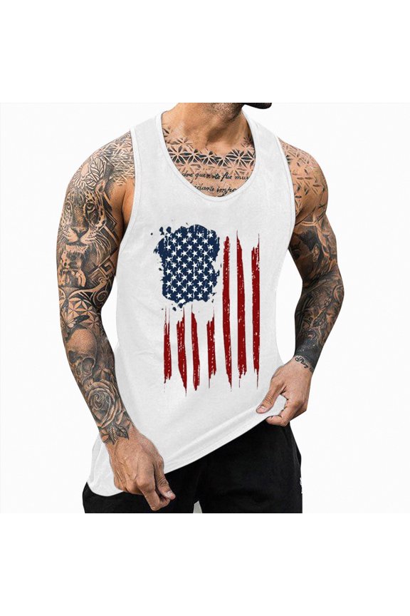 Mens Athletic Stringer Tank Tops Gym Workout Shirts Comfortable Breathable Quick Dry Training(White,L)