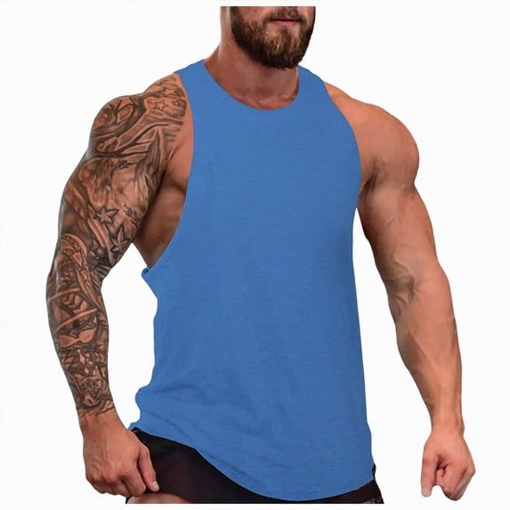 Ccpelsie Mens Breathable Tank Tops Summer Casual Sleeveless Lightweight Comfort Shirts Soft Outdoor Wear(Blue,XL)