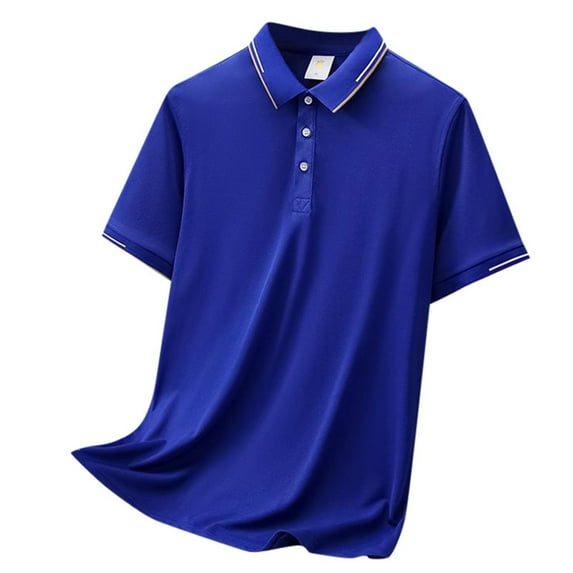 Ccpelsie Mens Knit Polo Shirts Short Sleeve Collared Casual Shirt Polo Shirts for Men(Blue,3XL)
