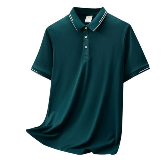 Ccpelsie Mens Knit Polo Shirts Short Sleeve Collared Casual Shirt Polo Shirts for Men(Green,3XL)
