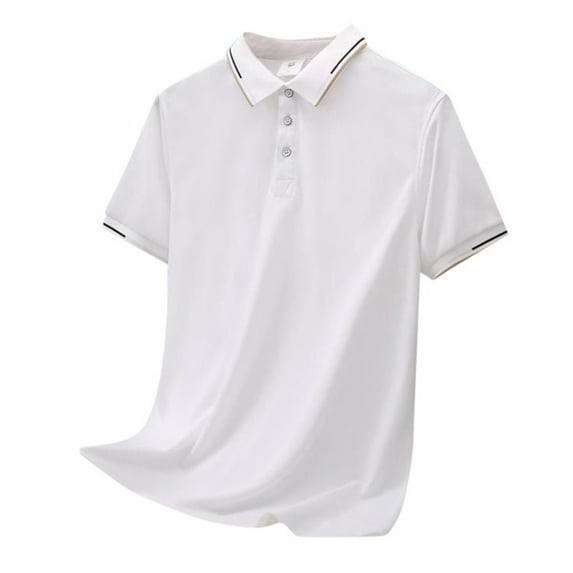 Ccpelsie Mens Knit Polo Shirts Short Sleeve Collared Casual Shirt Polo Shirts for Men(White,L)
