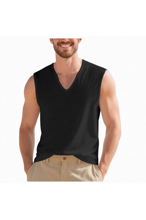 Mens Muscle Tank Tops Bodybuilding Stringer Gym Shirts Soft Fitness Wear Quick Dry Comfort(Black,XL)