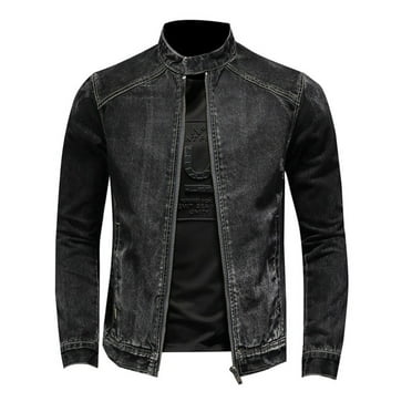 Ccpelsie Mens Sherpa Fleece Lined Denim Jacket Warm Winter Trucker Jacket Cowboy Jean Jacket Velvet Stand-Collar Jackets Coat Black,L