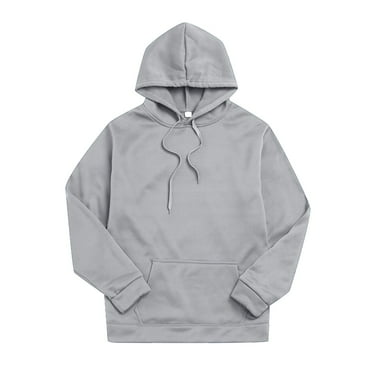 Ccpelsie Mens Slim Fit Basic Pullover Hoodies Sweatshirt Lightweight Long Sleeve with Pocket Grey,L