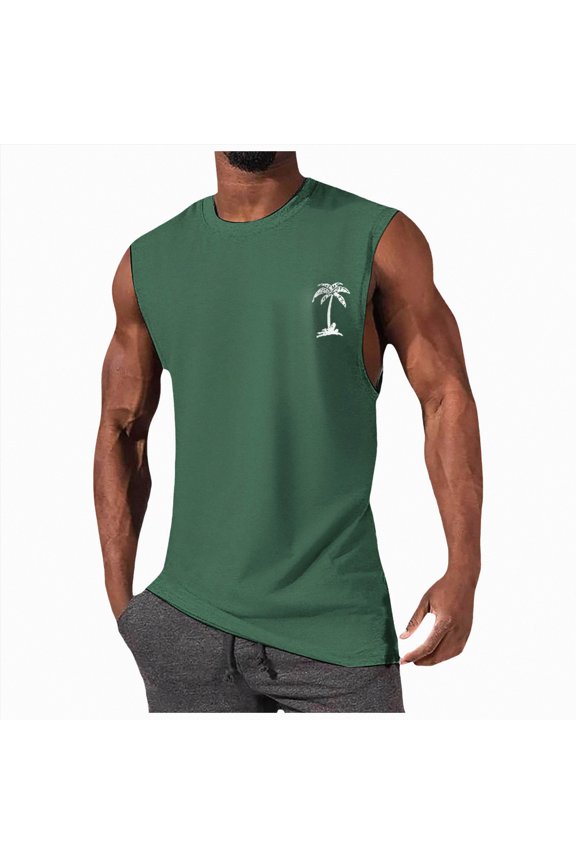 Mens Stringer Tank Tops Bodybuilding Sleeveless Gym Muscle Workout Shirts(Green,M)