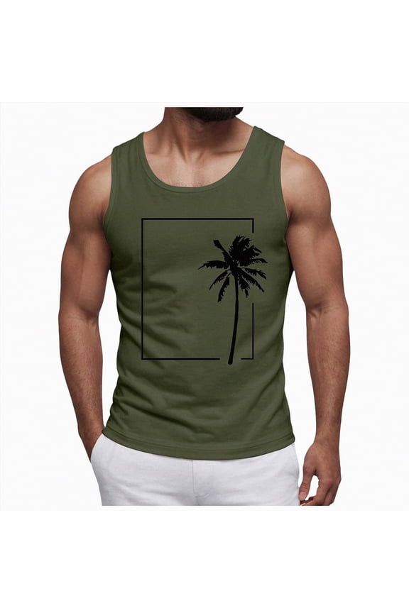 Mens Tank Tops Hawaii Sleeveless Shirts Graphic Summer Beach Gym Tank Top(AG,XXXL)