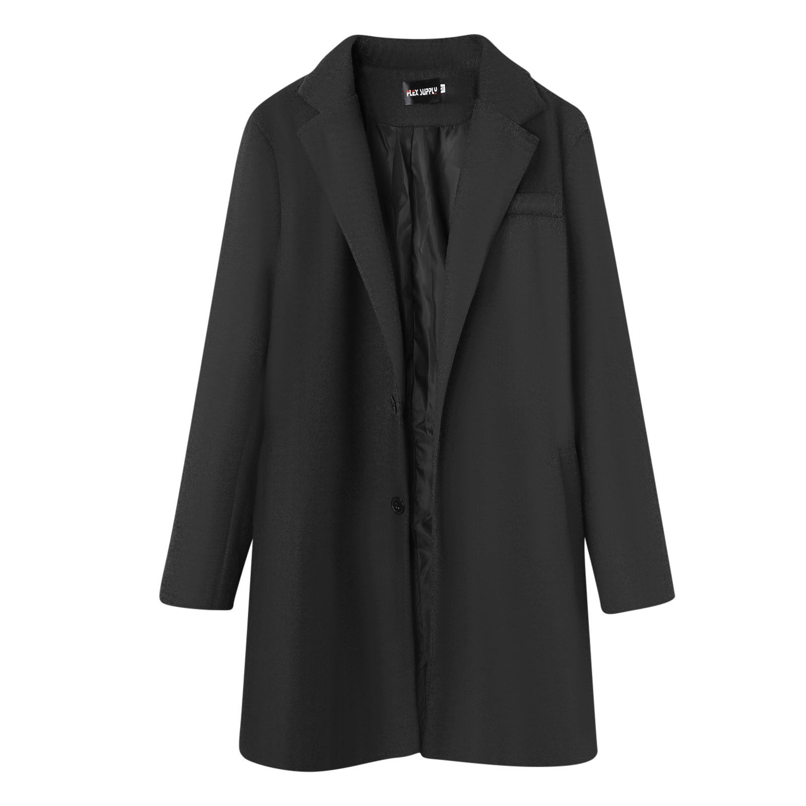 Ccpelsie Mens Trench Coat Warm Thicken Jacket Woolen Peacoat Long