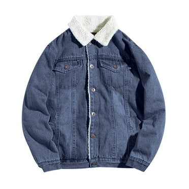 Ccpelsie Mens Vintage Denim Jacket Washed Button UpLoose Jean Trucker Western Jacket BU1,3XL