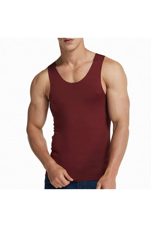 Mens Workout Stringer Tank Tops Gym Bodybuilding Shirts Breathable Comfort Quick Dry Fit(Red,XL)