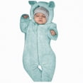 thumbnail image 1 of Ccpelsie Newborn Baby Bear Fleece Outfit Footie Jumpsuit Winter Romper Snowsuit outfit Bear Suit Warm Hooded Outfits(Mint Green,3-6 Months), 1 of 6