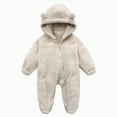 thumbnail image 1 of Ccpelsie Newborn Baby Bear Outfit Suit Girls Boys Fleece Jumpsuit Romper Hooded Winter Snowsuit Clothes(Beige,9-12 Months), 1 of 6