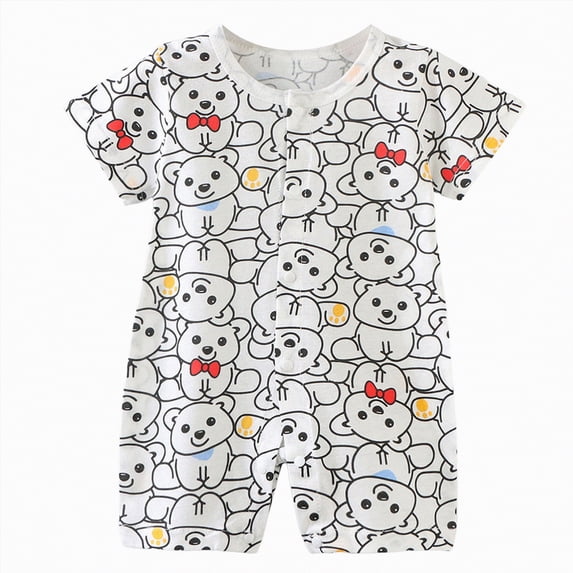 Ccpelsie Newborn Baby Boy Baby Girl Clothes One Piece Jumpsuits Clothes Short Sleeve Rompers Summer Clothes(White,0-6 Months)