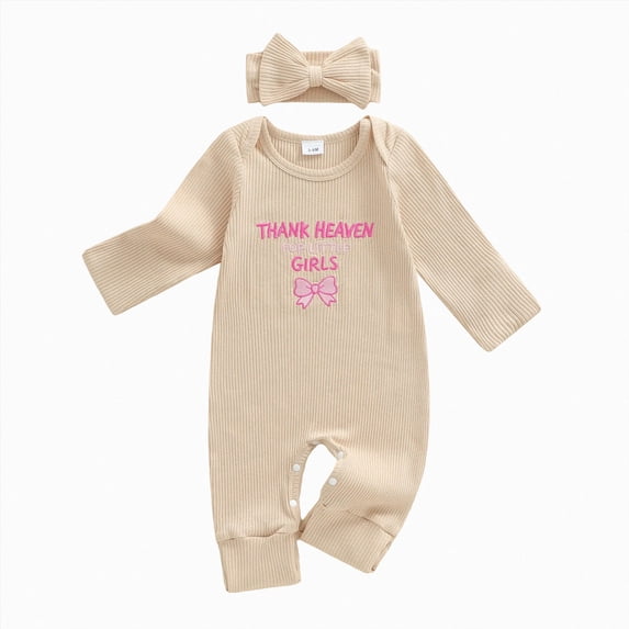 Ccpelsie Newborn Baby Girl Clothes Cute Floral Jumpsuit Bows Ruffle Romper Fall Winter Outfits(Beige,0-3 Months)