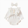 thumbnail image 1 of Ccpelsie Newborn Baby Girl Clothes Ruffle Jumpsuit Romper Infant Coming Home Outfit for Baby Girl(White,9-12 Months), 1 of 7
