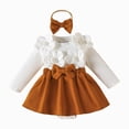 thumbnail image 1 of Ccpelsie Newborn Baby Girl Fall Winter Outfits Infant Ribbed Romper Dress Ruffle Long Sleeve Clothes Jumpsuit(Coffee,12-18 Months), 1 of 4