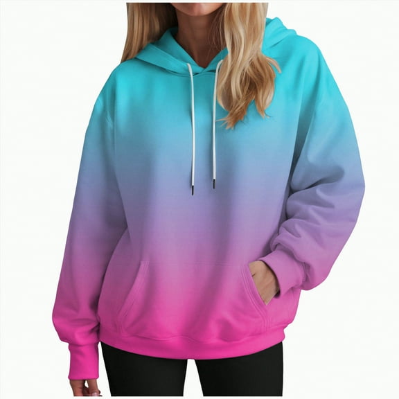 Ccpelsie Oversized Hoodies for Women Casual Long Sleeve Drawstring Pullover Sweatshirts with Pocket(Sky Blue,S)