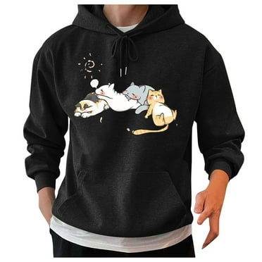 Ccpelsie Pullover Hoodie Men Blend Fleece Long Sleeve Sweatshirt with Kanga Pockets Black,S