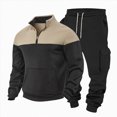 thumbnail image 1 of Ccpelsie Quarter Zip Sweatsuits for Men 2 Piece Sweatshirts Men's Jogging Tracksuit Set Casual Athletic Long Sleeve Outfit Pullover Suit Set(A01-Black,S), 1 of 6