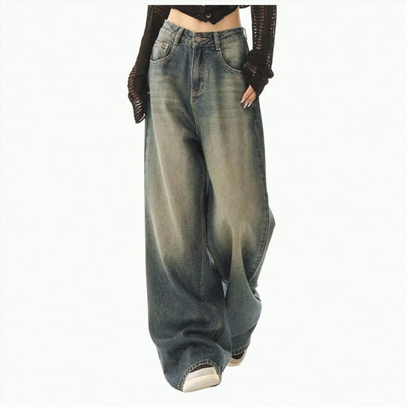 Ccpelsie Straight Wide Leg Jeans for Women High Waisted Relaxed Fit Trendy Womens Jeans Stretchy Denim Pants(Blue,XL)