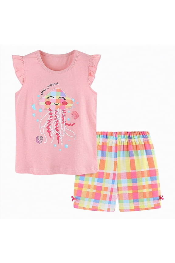 Summer Outfits for Girls 2 Piece Cute Bow Graphic Tees and Short Fashion Casual Clothing(Pink,7-8 Years)