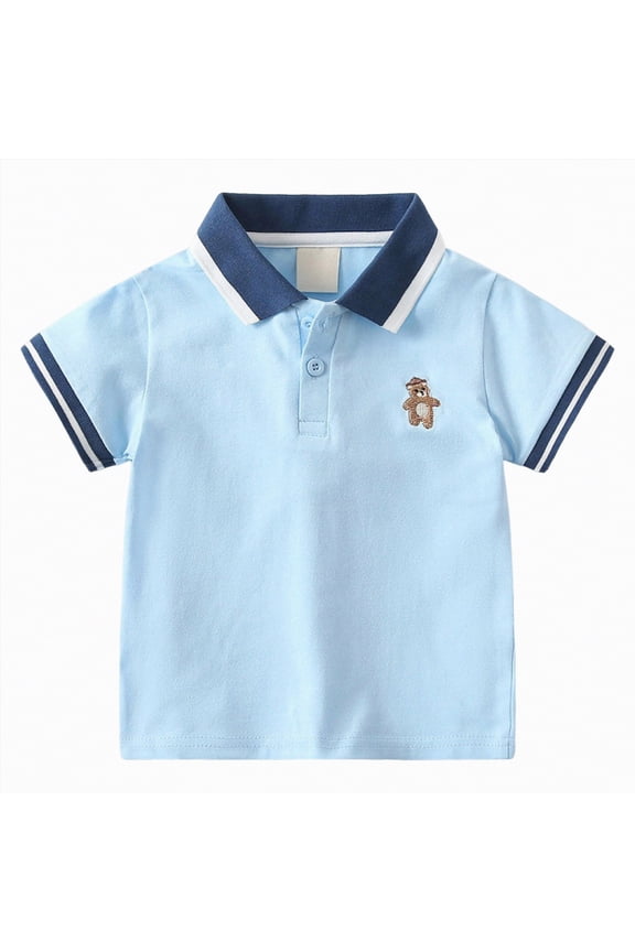 Tees for Boys Kids Summer Short Sleeve T-Shirt Cool Print for Boys Casual(Blue,2-3 Years)