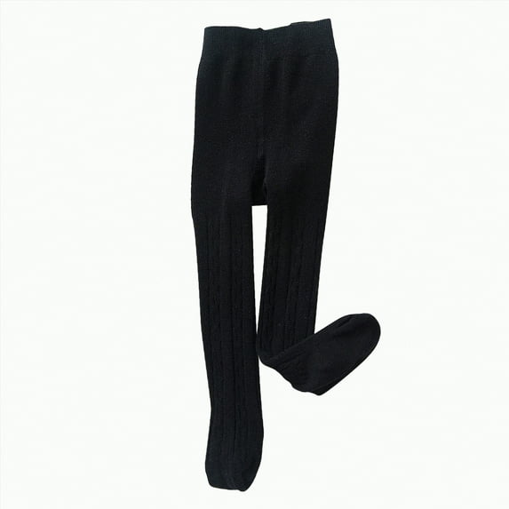 Ccpelsie Tights for Girls Soft Elastic Footed Tights for Toddler Girls Warm Stockings for Toddler Little/Big Kids(Black,5-6 Years)