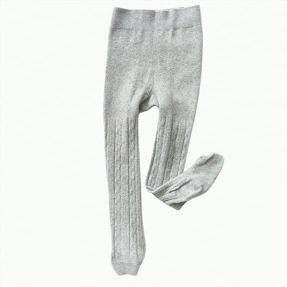 Ccpelsie Tights for Girls Soft Elastic Footed Tights for Toddler Girls Warm Stockings for Toddler Little/Big Kids(Grey,5-6 Years)