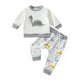 thumbnail image 1 of Ccpelsie Toddler Baby Boy Clothes Winter Long Sleeve Pullover Sweatshirt Pants 2Pcs Spring Outfits Set(Y94-Grey,0-6 Months), 1 of 9