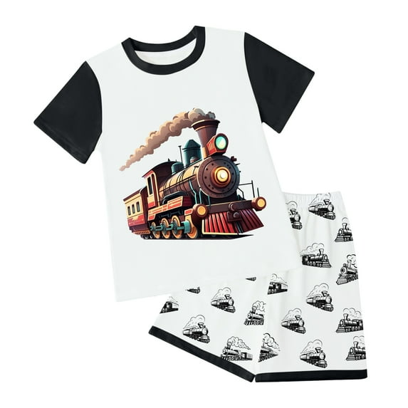 Ccpelsie Toddler Baby Boy Summer Clothes Cute Short Sleeve T-Shirt Elastic Waist Shorts Set 2 Piece Outfit(Brick Red,4-5 Years)