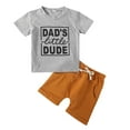 thumbnail image 1 of Ccpelsie Toddler Baby Boy Summer Outfits Cute Funny Embroidered Short Sleeve T Shirt Stripe/Plaid Shorts Set Infant Clothes(Grey,6-12 Months), 1 of 9