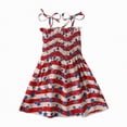 thumbnail image 1 of Ccpelsie Toddler Baby Girl 4th of July Clothes Straps Outfit Stars and Stripes Bow-Knot Dress Independence Day Slip Dress(Red,3-4 Years), 1 of 5