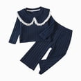 thumbnail image 1 of Ccpelsie Toddler Baby Girl Clothes Fall Outfits Bowknot Sweatshirt Top Pants Set for Girls 18 24 Months 2T 3T 4T 5T 6-7 Years(Navy,5-6 Years), 1 of 8