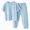 thumbnail image 1 of Ccpelsie Toddler Baby Girl Clothes Summer Outfits Set Short Sleeve T-Shirt+Casual Shorts 2Pcs Girl Clothing(Sky Blue,6-7 Years), 1 of 3