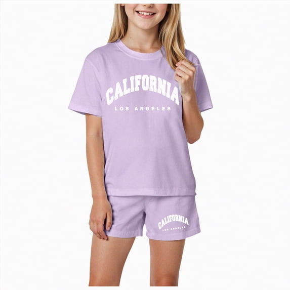 Ccpelsie Toddler Baby Girl Summer Clothes Ribbed Fashion Cute Summer Outfits Short Sleeves 2 Pieces Shorts Set(Light Purple,2-3 Years)