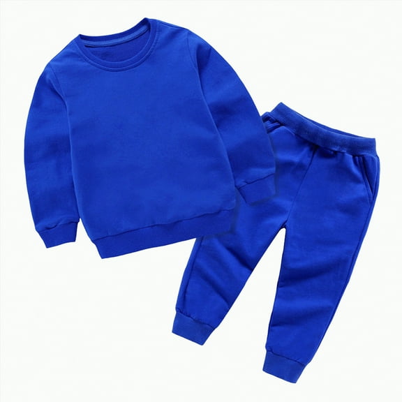 Ccpelsie Toddler Boy Clothes Color Block Long Sleeve Sweatshirt and Pants 2 Piece Boys Sweatsuit Fall Winter Outfits Set(Dark Blue,4-5 Years)