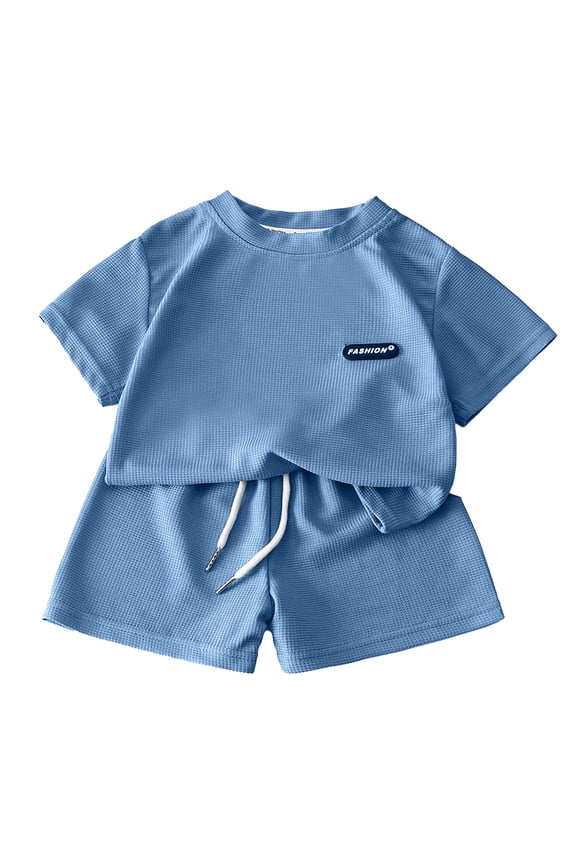 Toddler Boy Clothes Set Children Summer Short Outfits Boy Clothing for Little Kid Shorts Sets(Blue,3-4 Years)