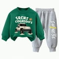 thumbnail image 1 of Ccpelsie Toddler Boy Outfits Long Sleeve Contrast Color Sweatshirt Solid Pants Autumn Winter Clothes Set for Kids(Dark Green,3-4 Years), 1 of 7