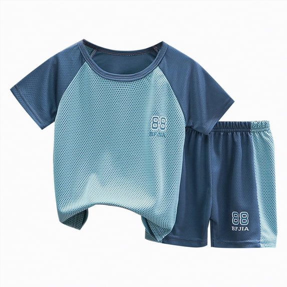 Ccpelsie Toddler Boy Shorts Set - 2 Piece Short Sleeve T-Shirt and Shorts for Boys - Toddler & Little Boys Summer Outfits(A01-BU2,13-14 Years)