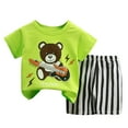 thumbnail image 1 of Ccpelsie Toddler Boy Shorts Sets -Cartoon Pattern Short Sleeve T Shirt Top and Shorts Suits -Boy Summer Outfits(Green,9-18 Months), 1 of 4