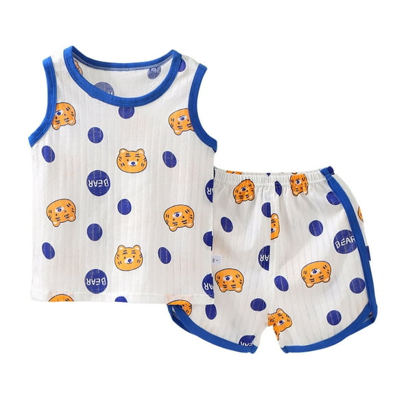 Ccpelsie Toddler Boy Summer Clothes Cute Letter Print Short Sleeve Tshirt and Shorts Set Toddler Summer Outfits for Boys(Blue,1-2 Years)