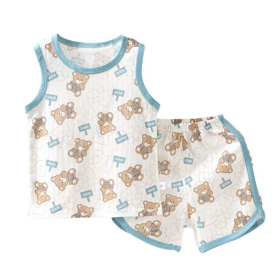 Ccpelsie Toddler Boy Summer Clothes Cute Letter Print Short Sleeve Tshirt and Shorts Set Toddler Summer Outfits for Boys(Light Blue,9-12 Months)