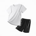 thumbnail image 1 of Ccpelsie Toddler Boy Summer Clothes Outfits Kids Cozy Short Sleeve Shirt and Shorts Sets for Children(White,13-14 Years), 1 of 4